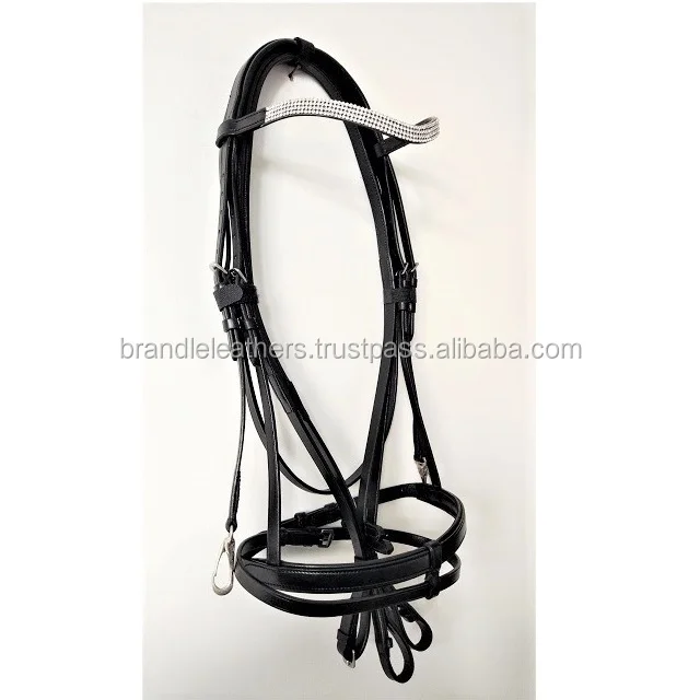 Four line crystal brow band horse with reins horse bridle