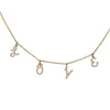 Fashion diamond custom name plate jewelry love necklace for women