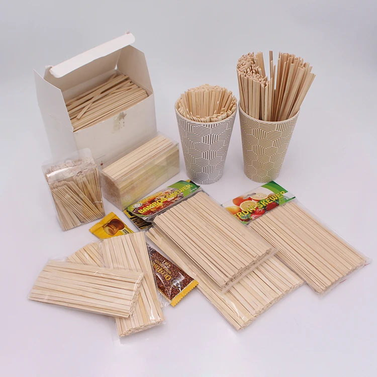 Food Grade Biodegradable drink bamboo /wood Coffee Stirrer Stick Flat end