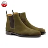 Olive Green Suede Chelsea Boots Men, Hand Made Genuine Leather New Product Mens Ankle boots