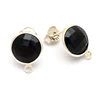 Black Onyx Round Bezel Set Stud Earring