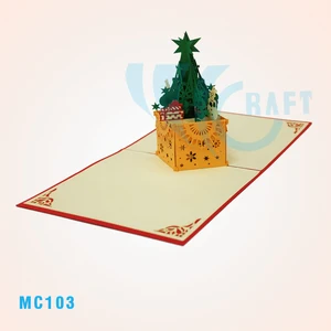 3d noel tree and gift box pop up handmade greeting card