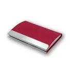 Cheap custom alloy pu leather card holder+metal aluminum mix leather business card holder