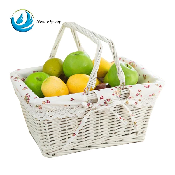 cheap hanging grand white wicker fruit basket with handles - buy
