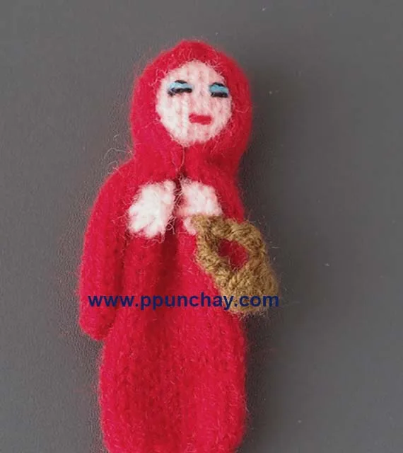 Finger Puppet Handgemachte Gestrickte Finger puppet Red Riding Haube Ppunchay Peru