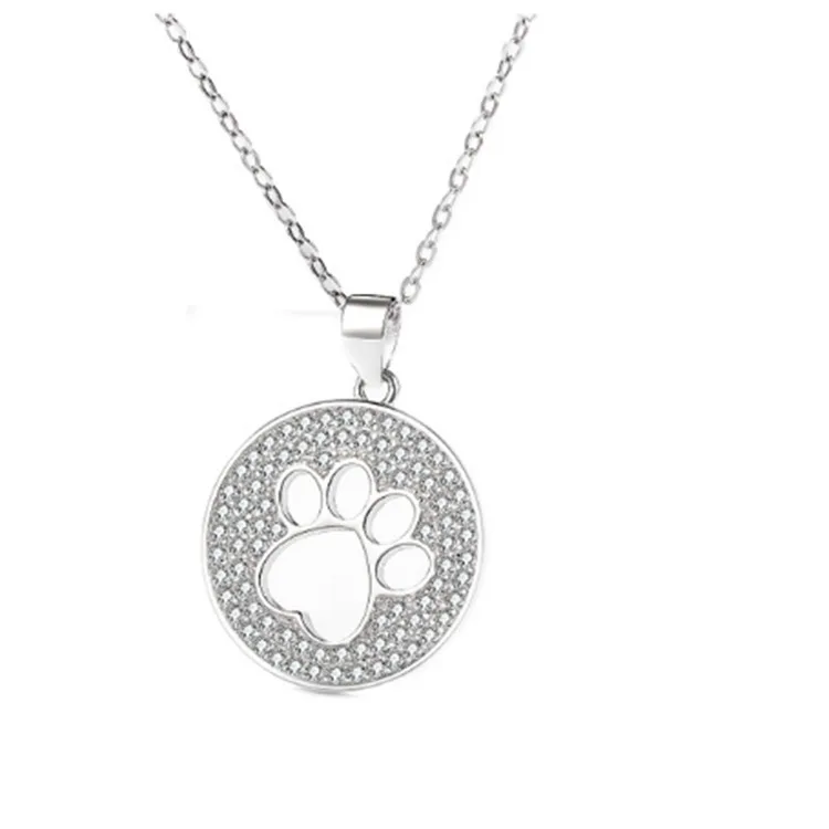 Women fashion necklace jewelry sterling silver dog paw necklace