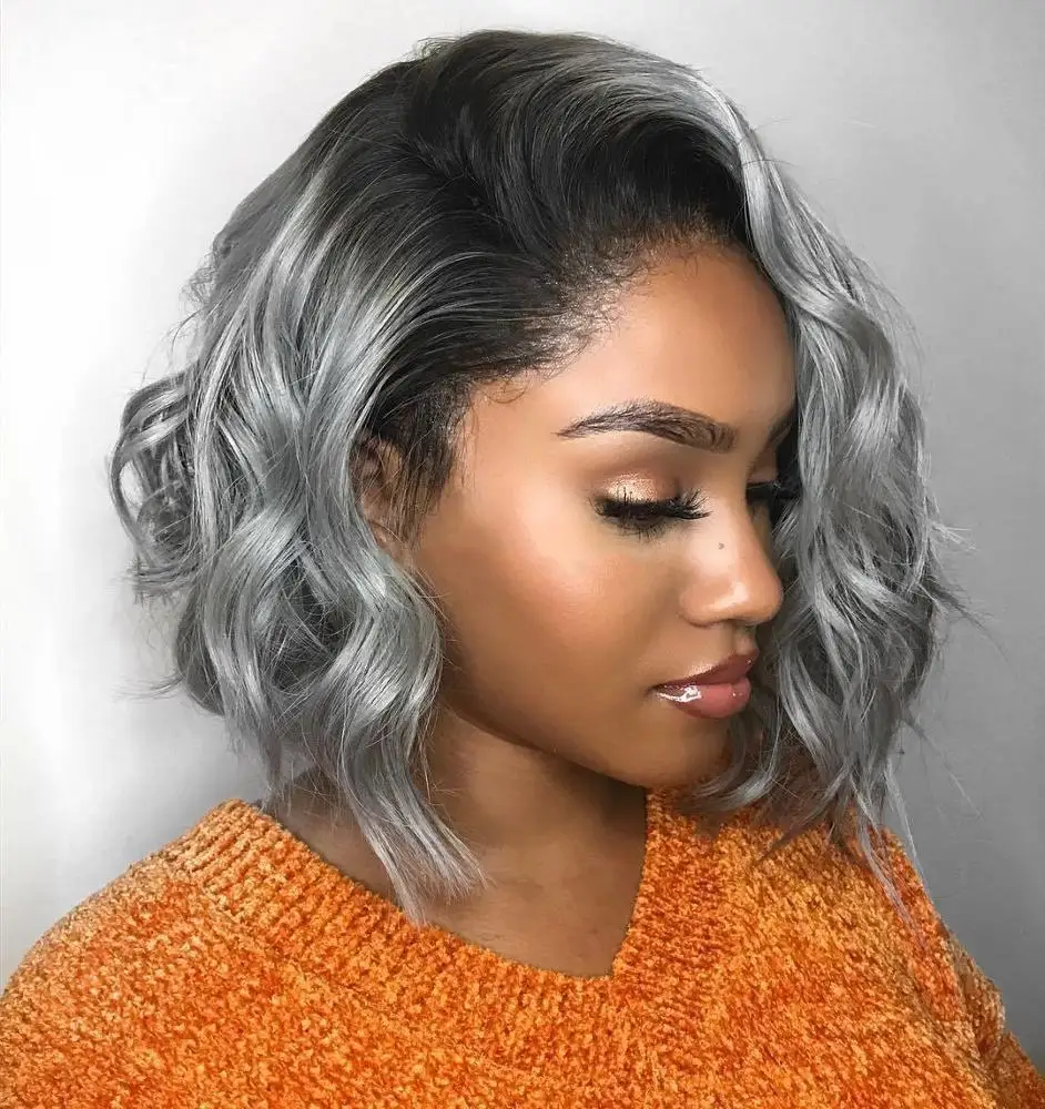 1B Grey Straight curly 8-14 inch lace front wig bob , short human hair weave wig for black women
1B Grey Straight curly 8-14 inch lace front wig bob , short human hair weave wig for black women