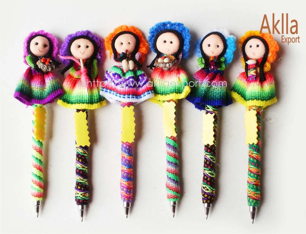 cheap aguayo handmade woven pens pencils with doll