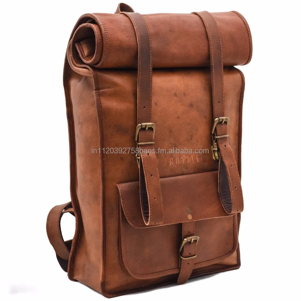 muzhskoj kozhanyj rolltop noutbuk sumka dlya gornogo turizma dorozhnyj ryukzak ryukzak dlya kolledzha shkoly i ofisa rokerskaya sumka buy leather backpack trekking backpack office backpack college backpack laptop backpack biker backpack buffalo leather cow leather