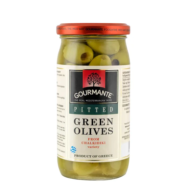 gourmante pitted green olives in brine 370ml