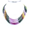 7 strands multi color rondelle beads necklace with 925 sterling silver clasp natural multi sapphire