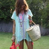 Formal wear outfit 100% organic cotton kaftan/tunic High V-neck top aari chain embroidery one size perfect beach tunic/top