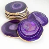 Purple Agate Slice With Gold Coasters : Buy Online From Noor Agate From India