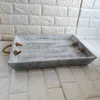 High quality and beautiful rectangle whitewash serving tray with handles made in Vietnam