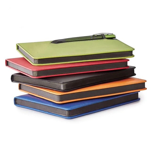 embossed pu leather journals planner notebook with pen holder