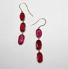 Natural cut red ruby 14ct gold dangler earrings - Natural cut red ruby earrings