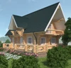 Cylindrical log wooden house (prefabricated, machine processed round logs) assemble ready construction kit