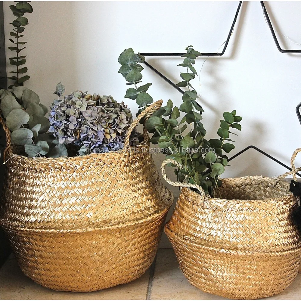 seagrass basket made in vietnam/ color seagrass belly basket