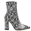 New chelsea boots snake print ankle boots square heels fashion pointed toe ladies sexy shoes