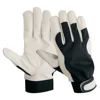 Goat Skin Leather Driver Work Gloves with Black Cotton Fabric Back