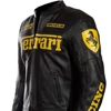 Handmade Men's Ferrari Motorcycle Leather Biker Jacket in Black with Yellow Logo