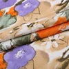 55% linen 45% viscose woven purple orange flower lining 3d digital printed fabric for dresses
