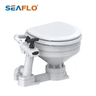 SEAFLO Ceramic bowl, wood seat powerful swirl action manually operated marine toilet for boat