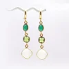 Handmade Peridot Moonstone Gemstone gold plated hoop stud earring fashion jewelry