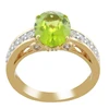 18 K Yellow Gold Plated with Natural Peridot and Natural White Zircon Gemstones Studded 925 Sterling Silver Ring
