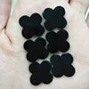Black Onyx clover Agate Slice Ntaural Gemstone China Two Flat Back Stone Pendant