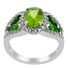 Peridot, Chrome Diopside and Natural White Topaz Studded 925 Sterling Silver Rings
