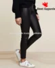 2018 Fashion Women tenths pants length high waist shiny pu leather flare pants,Stretch Leather Pants,