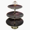 3 Tier Cake Stand Hammered Design with Brown Enamel for Home and Hotel Decoration Decorative Wedding Cup Cake Stand Candy Stand