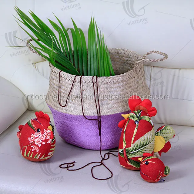 weaving natural seagrass basket vietnam/ seagrass belly basket