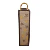 Floral Embroidery Jute One Wine Bottle Bag
