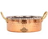 Indian Art Villa Steel Copper Serving Sauce Pot with brass double sided handle diameter 5"