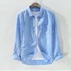 2018 new fashion long sleeve hemp cotton shirt