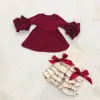New fall girls boutique clothing sets cotton children kids ruffle outfit girls outfits