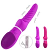 Amazon Christmas Gift Erotic Silicone 2 in 1 Female Vagina Toys Sex Women Vibrating Thrusting Massage Vibrator Dildo