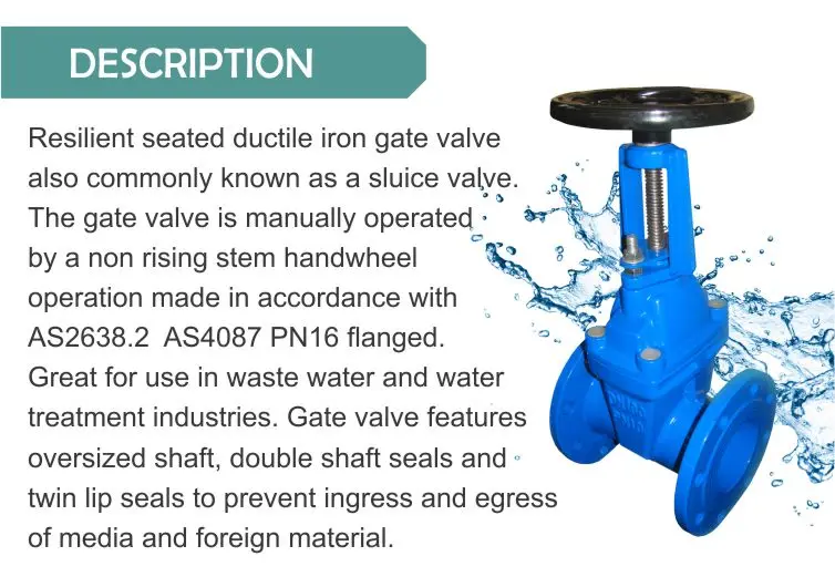 ductile iron flanged gate valve with rising stem