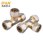 16mm Equal Tee PEX Brass Fittings Compression Brass 90 degree Tee for PEX-AL-PEX Pipe