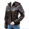 TOP CLASS FASHION BROWN WOMENS LEATHER BOMBER JACKET