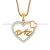 14k Yellow Gold Certified Real Diamond Initial DAD Quoted Heart Pendant For Fathers Day Gift