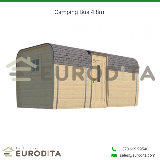 Taşınabilir Ahşap Kütük Kamp Kabin 2.4x4.8 m