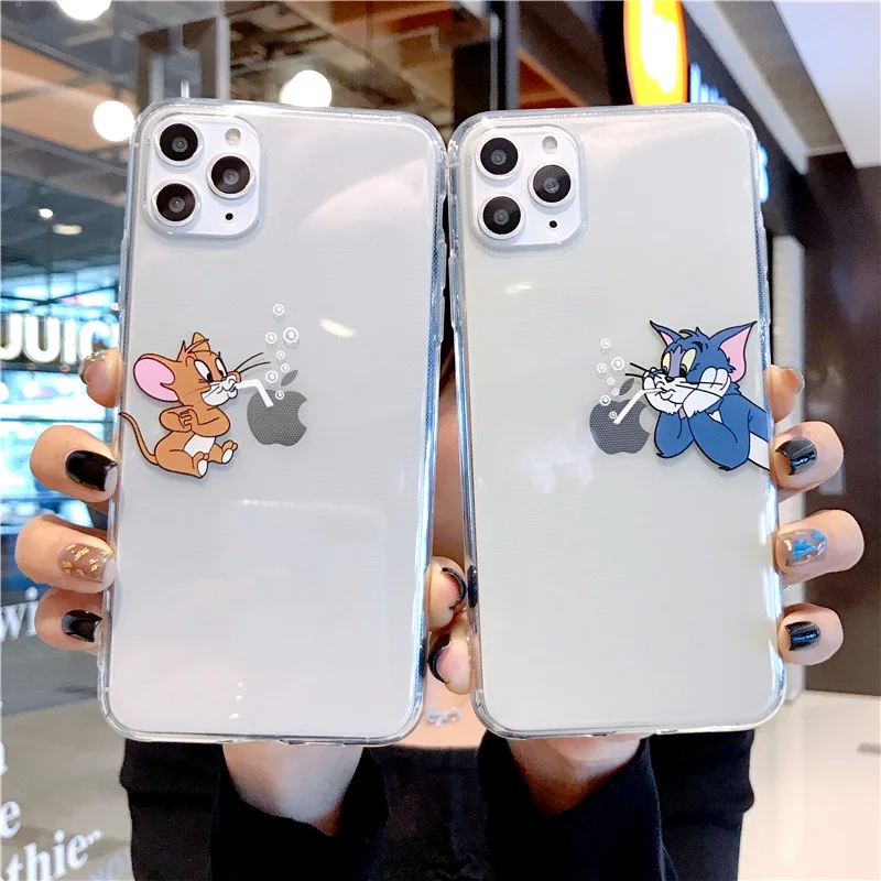 

Cartoon Cute Tom and Jerry Clear Case for iPhone 12 Pro Max 11Pro 11 7 8 X XR Xs Max, Colorful