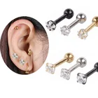 Cz F136 Titanium Star Prong CZ Ear Jewelry Tragus Cartilage Barbell Earring Body Piercing