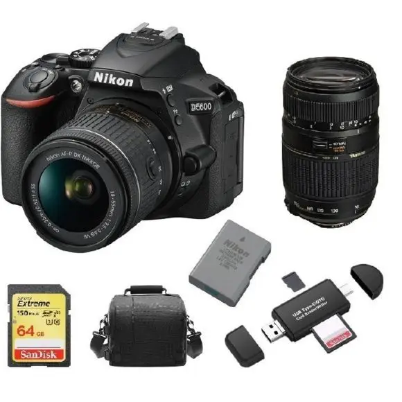 

NIKON D5600 KIT AF-P 18-55MM F3.5-5.6G VR + TAMRON AF 70-300mm F4-5.6 Di LD MACRO 1:2 (A17N) Nikon + Accessories kit, Black