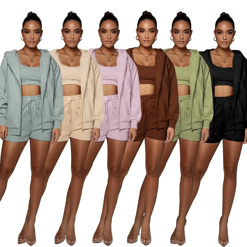 2022 Customize Logo Fashionable Solid Color Casual Cardigan Hooded Jacket Velvet Long Sleeve Coat Short Pants Set 2 Piece Set, Picture
2022 Customize Logo Fashionable Solid Color Casual Cardigan Hooded Jacket Velvet Long Sleeve Coat Short Pants Set 2 Piece Set, Picture