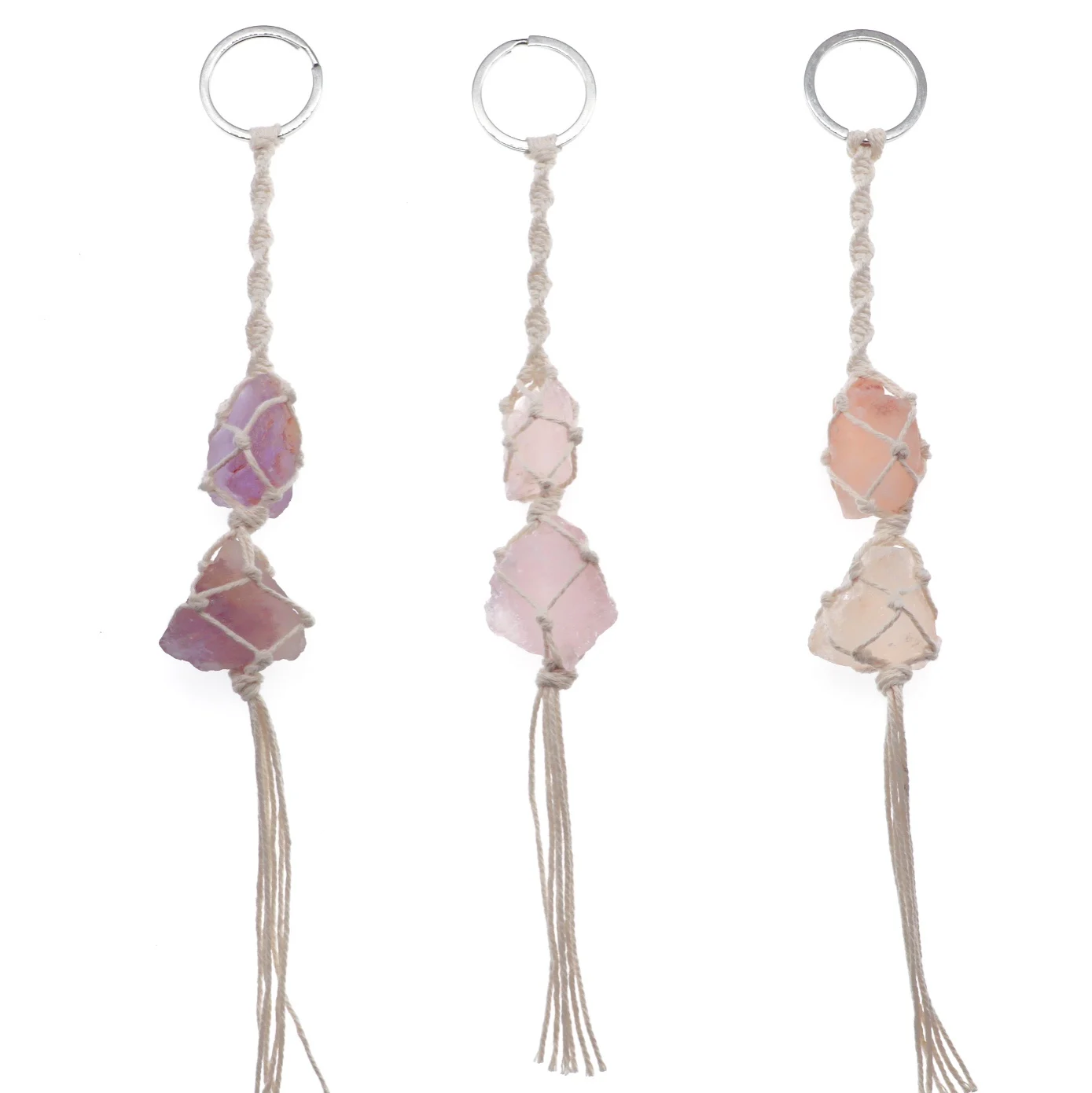 Macrame Double Himalayan Salt Rock Keychain Ornament Boho Hanging Crystal, Waxed Rope Wrapped Crystal Hanging for Car Home Decor
Macrame Double Himalayan Salt Rock Keychain Ornament Boho Hanging Crystal, Waxed Rope Wrapped Crystal Hanging for Car Home Decor