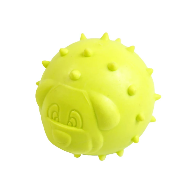 Hot selling custom color TPR dog face printed thorn ball for pet dog